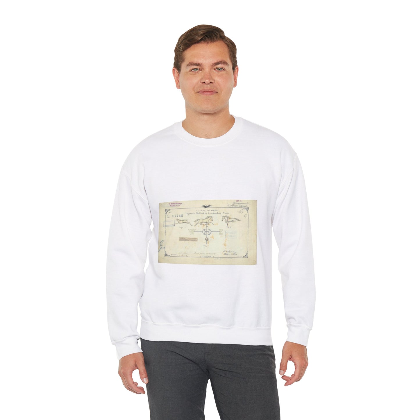 Patent drawing - Drawing of an Improved Method of Constructing Vanes Public domain  image White Heavy Blend Adult Crew Neck SweatShirt