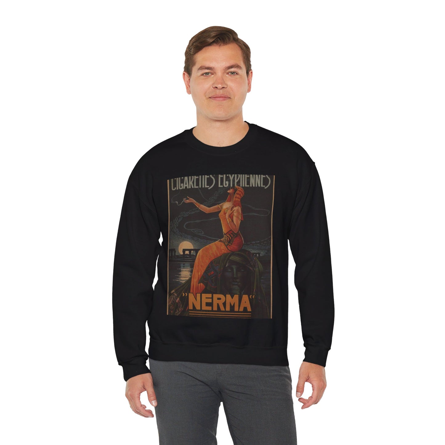 Cigarettes-Egyptiennes-Nerma-Gaspar-Camps-1924 Black Heavy Blend Adult Crew Neck SweatShirt