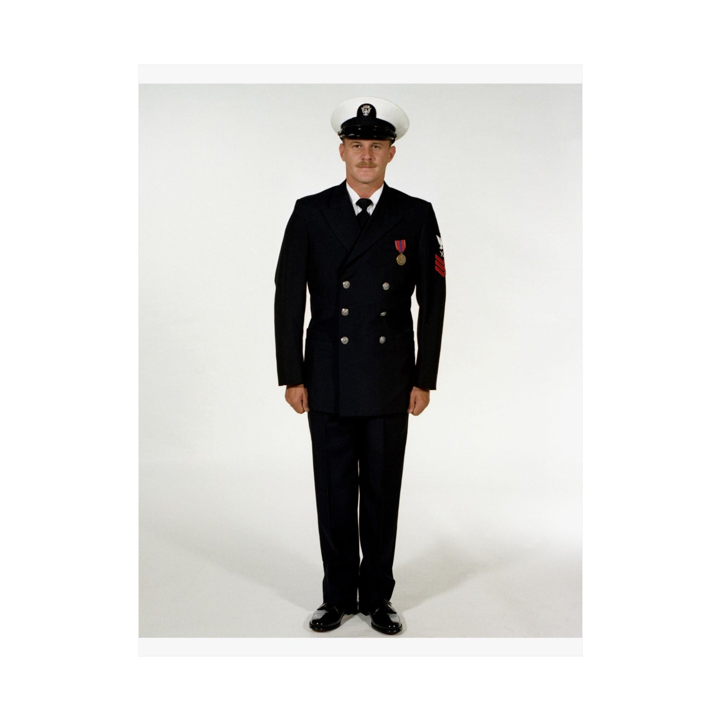 Uniform: Full dress blue, Navy enlisted men, ranks E-1 through E-6 High Quality Matte Wall Art Poster for Home, Office, Classroom