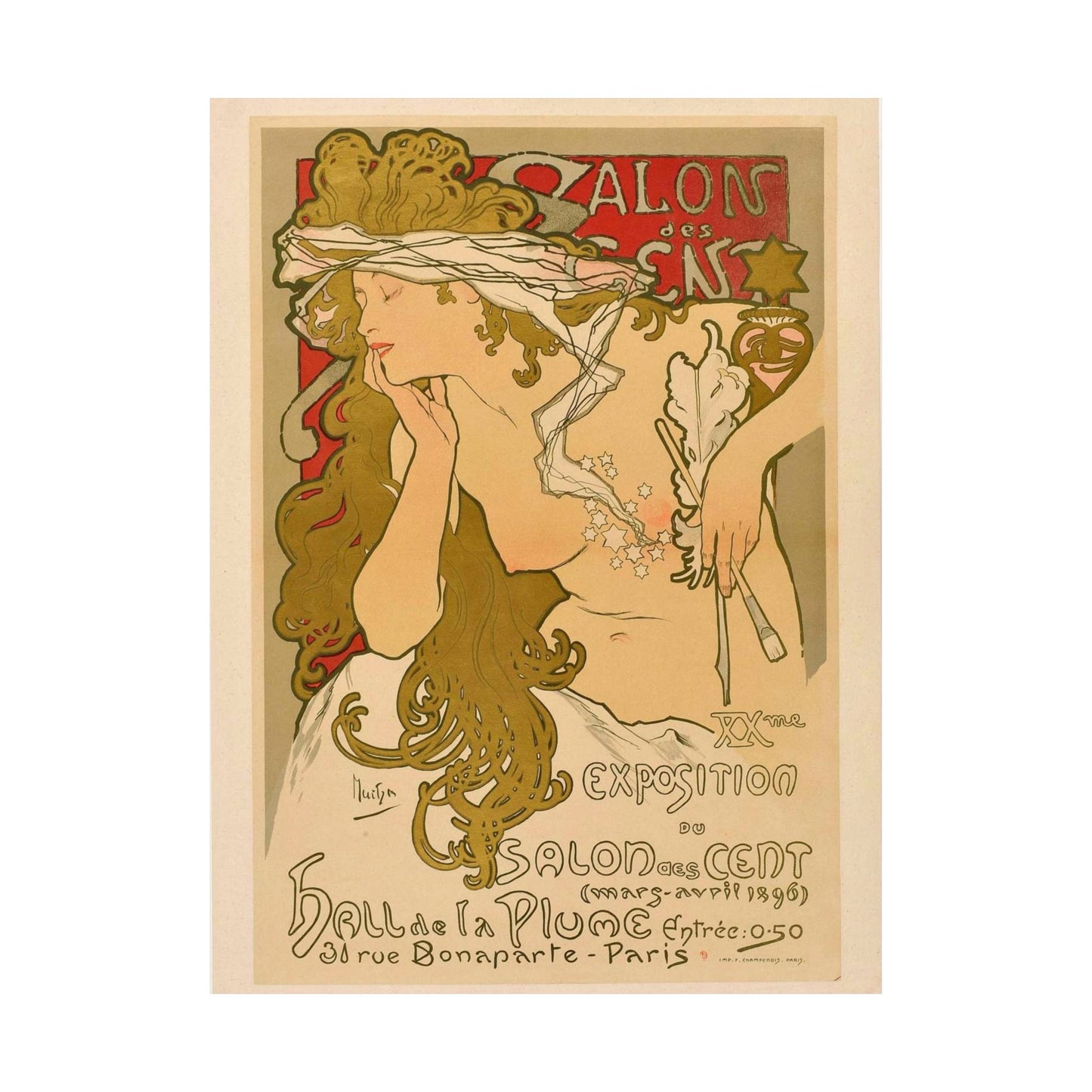 Salon des Cent (20) - mars 1896 High Quality Matte Wall Art Poster for Home, Office, Classroom