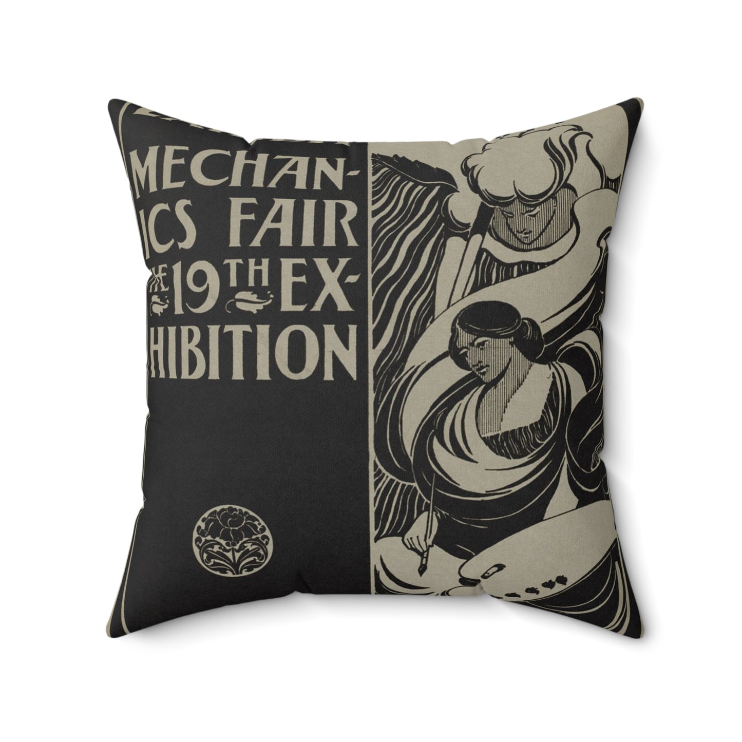 Poster exhibit, Mechanics Fair, the 19th exhibition, A.D. 1895 Decorative Accent Square Pillow