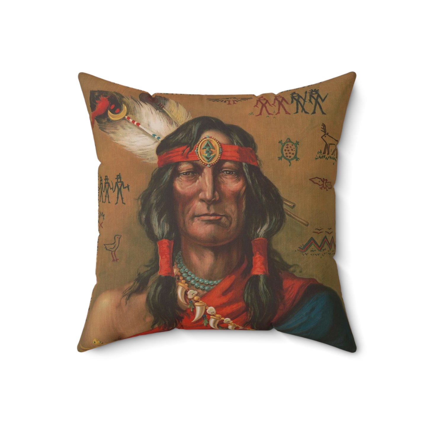 Indian chief - Print, Library of Congress collection Decorative Accent Square Pillow