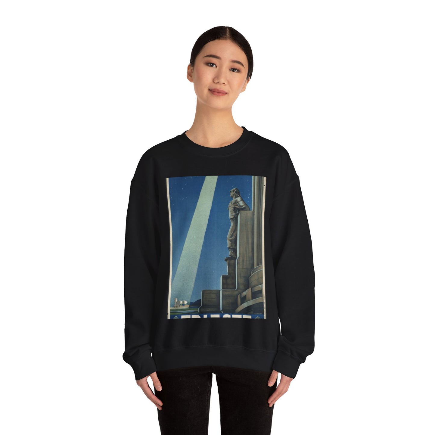 Trieste. Vintage Travel Posters, 1920s-1930s Black Heavy Blend Adult Crew Neck SweatShirt