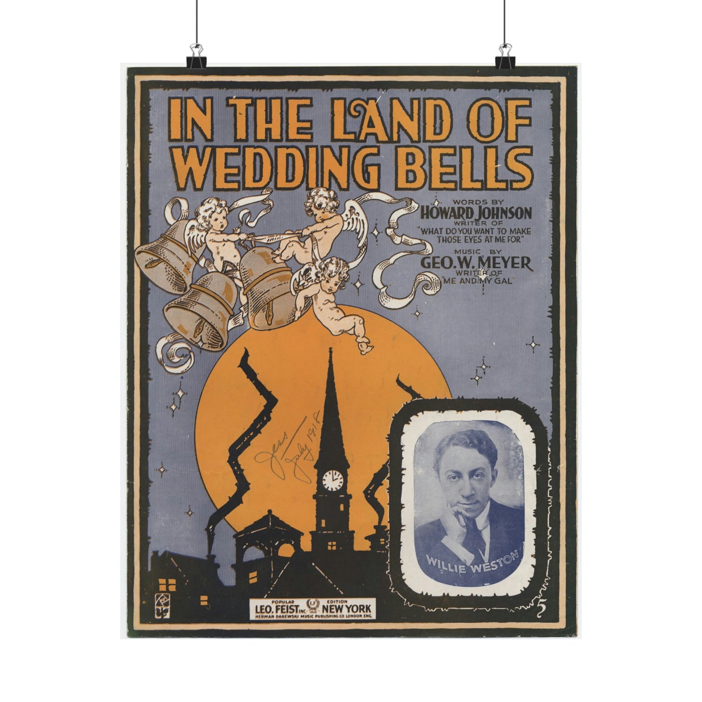 In the land of wedding bells - Public domain American sheet music High Quality Matte Wall Art Poster for Home, Office, Classroom