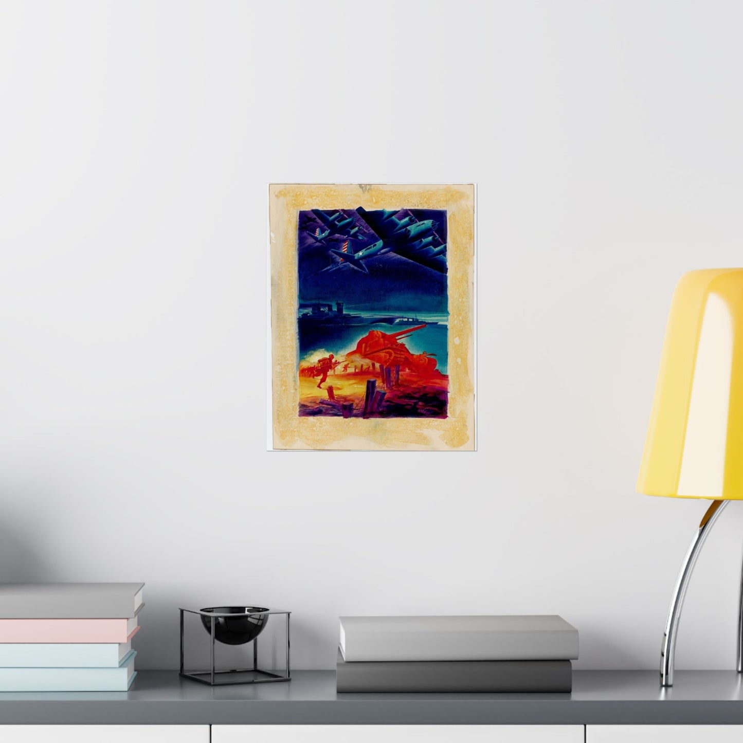[Infantry, tanks, ships, airplanes attacking] [R.G.] High Quality Matte Wall Art Poster for Home, Office, Classroom