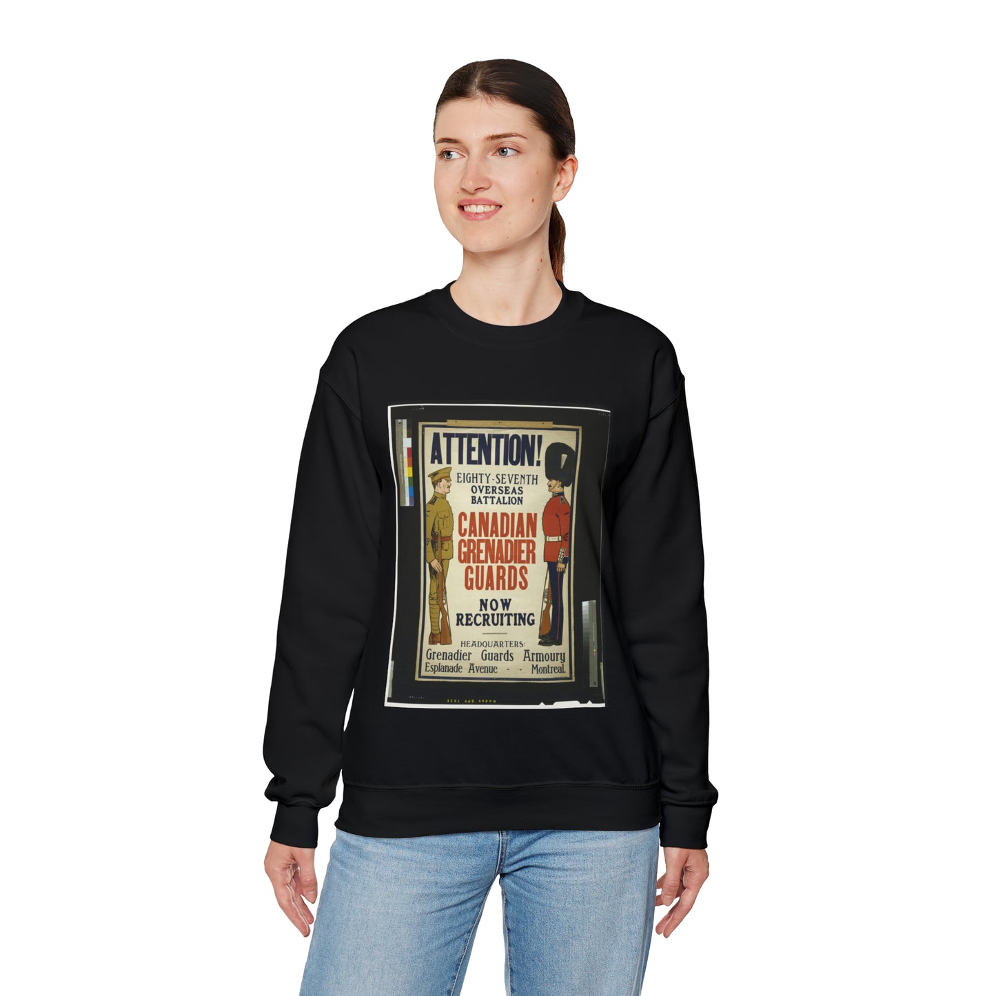 Attention! ... Canadian Grenadier Guards now recruiting Black Heavy Blend Adult Crew Neck SweatShirt