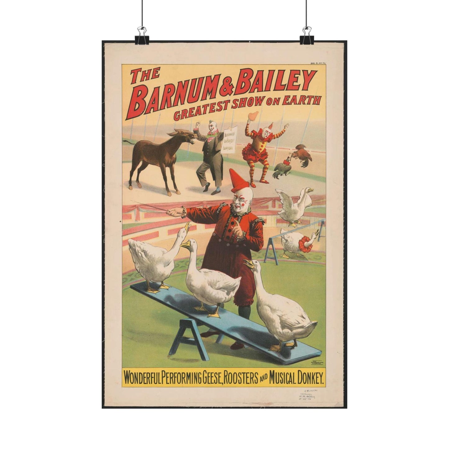 The Barnum & Bailey greatest show on earth. Wonderful performing geese, roosters and musical donkey / Strobridge Litho. Co., Cincinnati & New York. High Quality Matte Wall Art Poster for Home, Office, Classroom