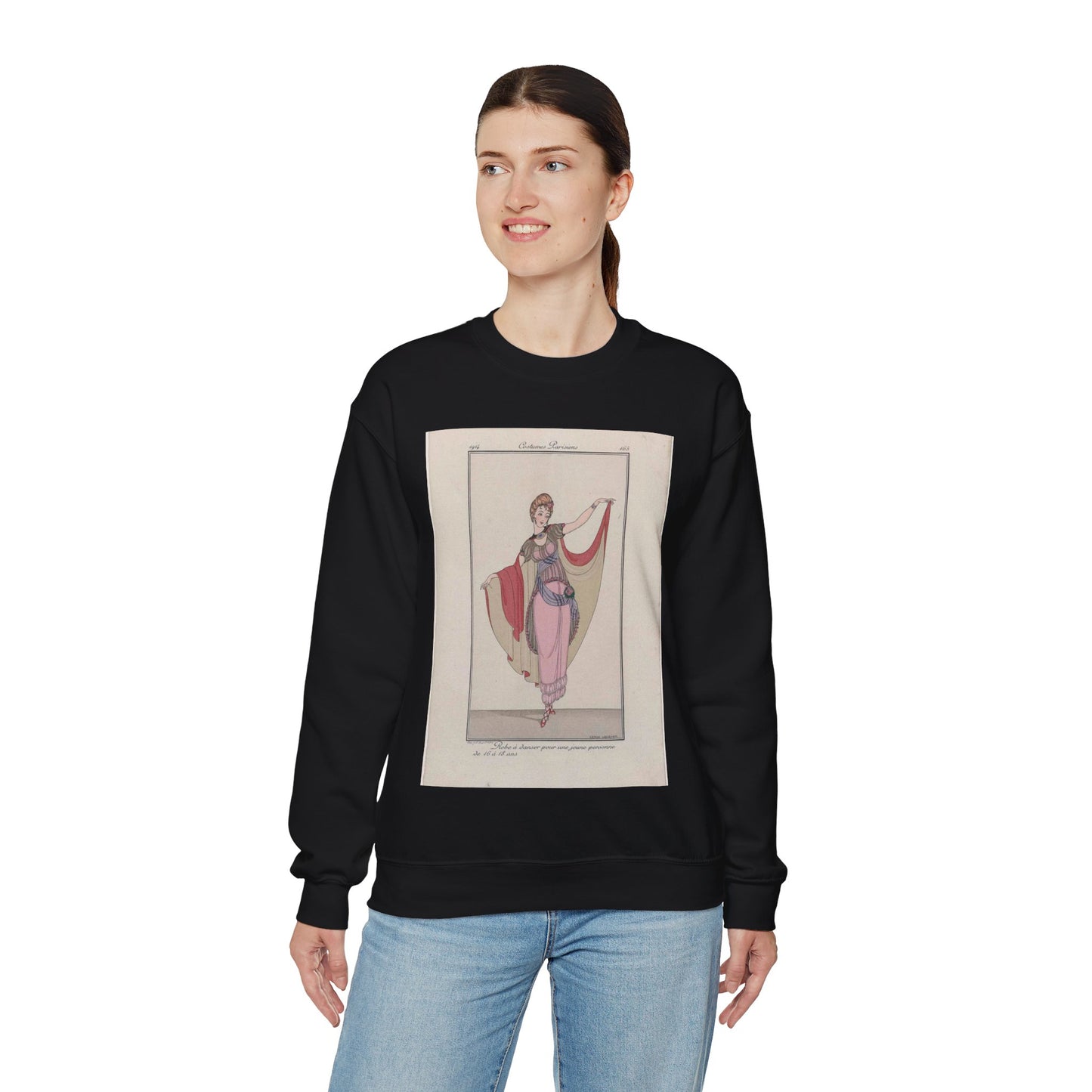 Journal des Dames et des Modes, Costumes Parisiens, 1914, No. 165 : Robe à danser (...) Black Heavy Blend Adult Crew Neck SweatShirt