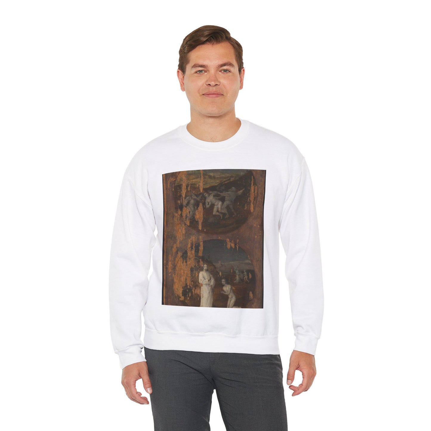 Flood Panels (The Flood – reverse), ca. 1508-1516 White Heavy Blend Adult Crew Neck SweatShirt