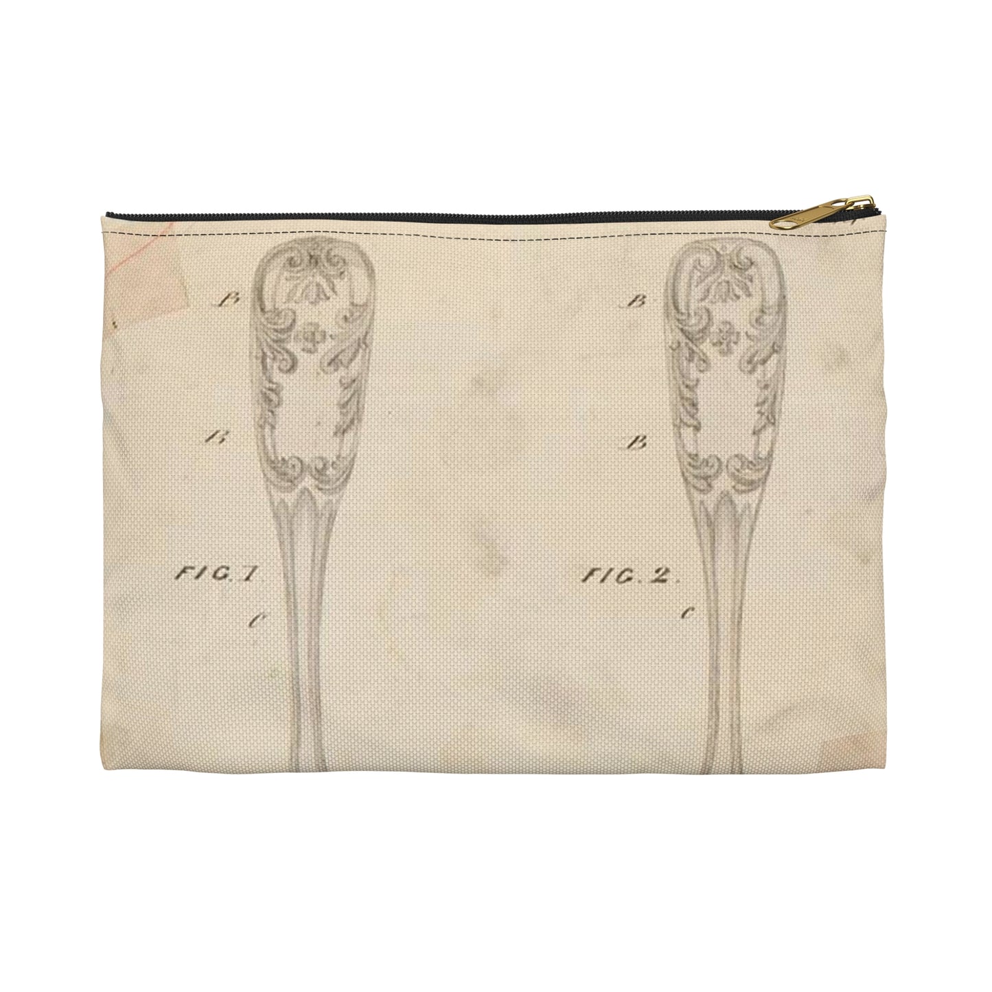 Patent drawing - Drawing of Design for Silver Forks Public domain  image Large Organizer Pouch with Black Zipper