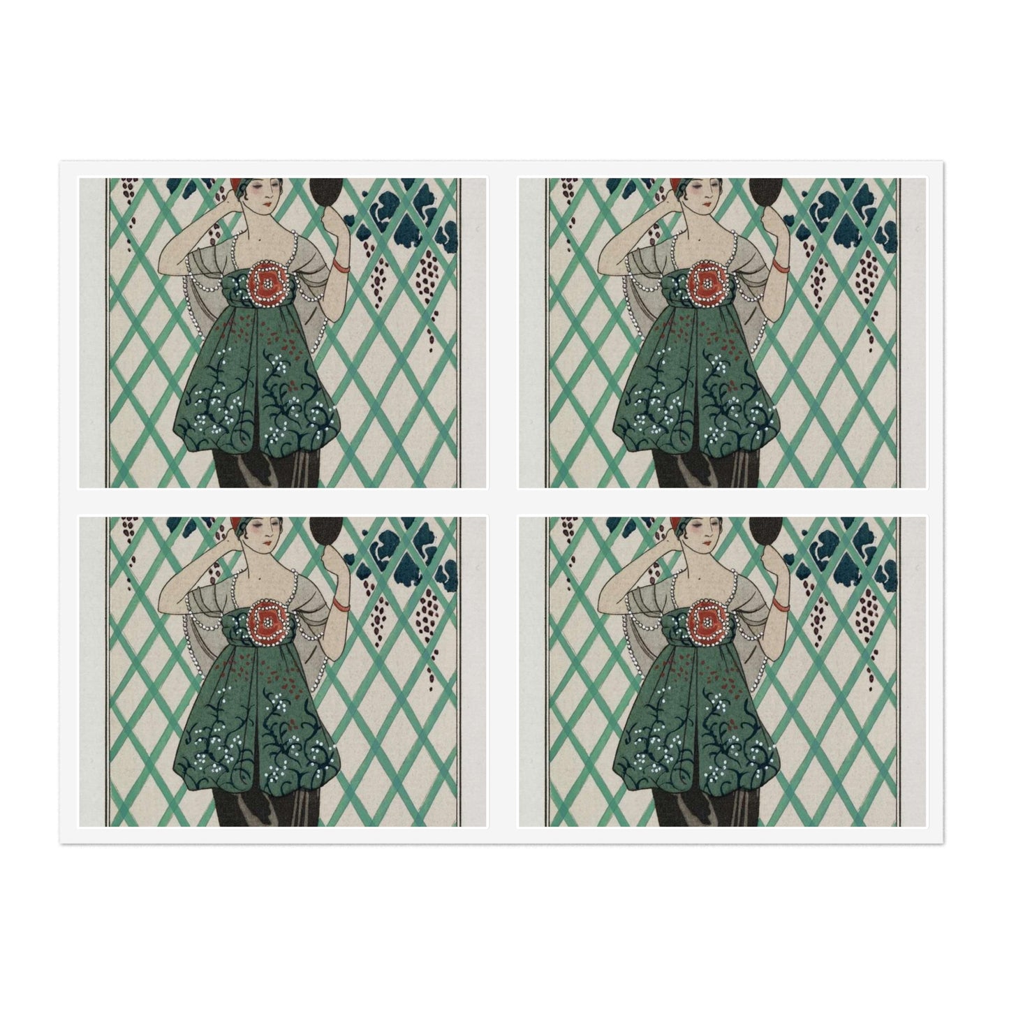 Evening gown (Robe de charmeuse noire avec corsage et panier formés d'un obi drapé) (CBL WEp 0870) Laminated UV Protective Vinyl Stickers
