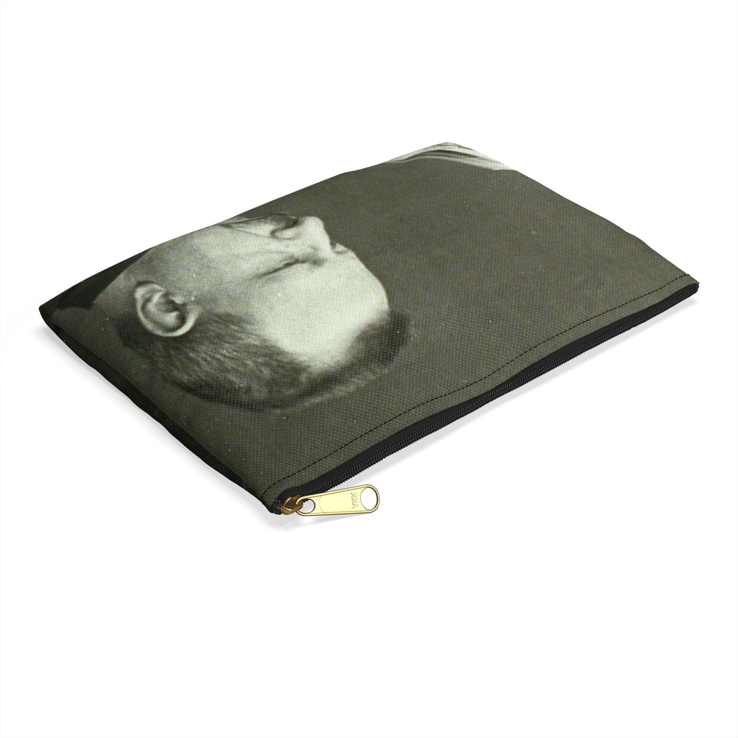 B.Croce, Italy - A black and white photo of a man reading a book Large Organizer Pouch with Black Zipper