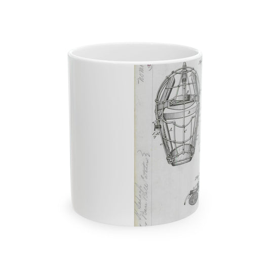 Patent drawing - Drawing of a "Mask for Base Ball Catchers" Public domain  image Beautiful Novelty Ceramic Coffee Mug 11oz