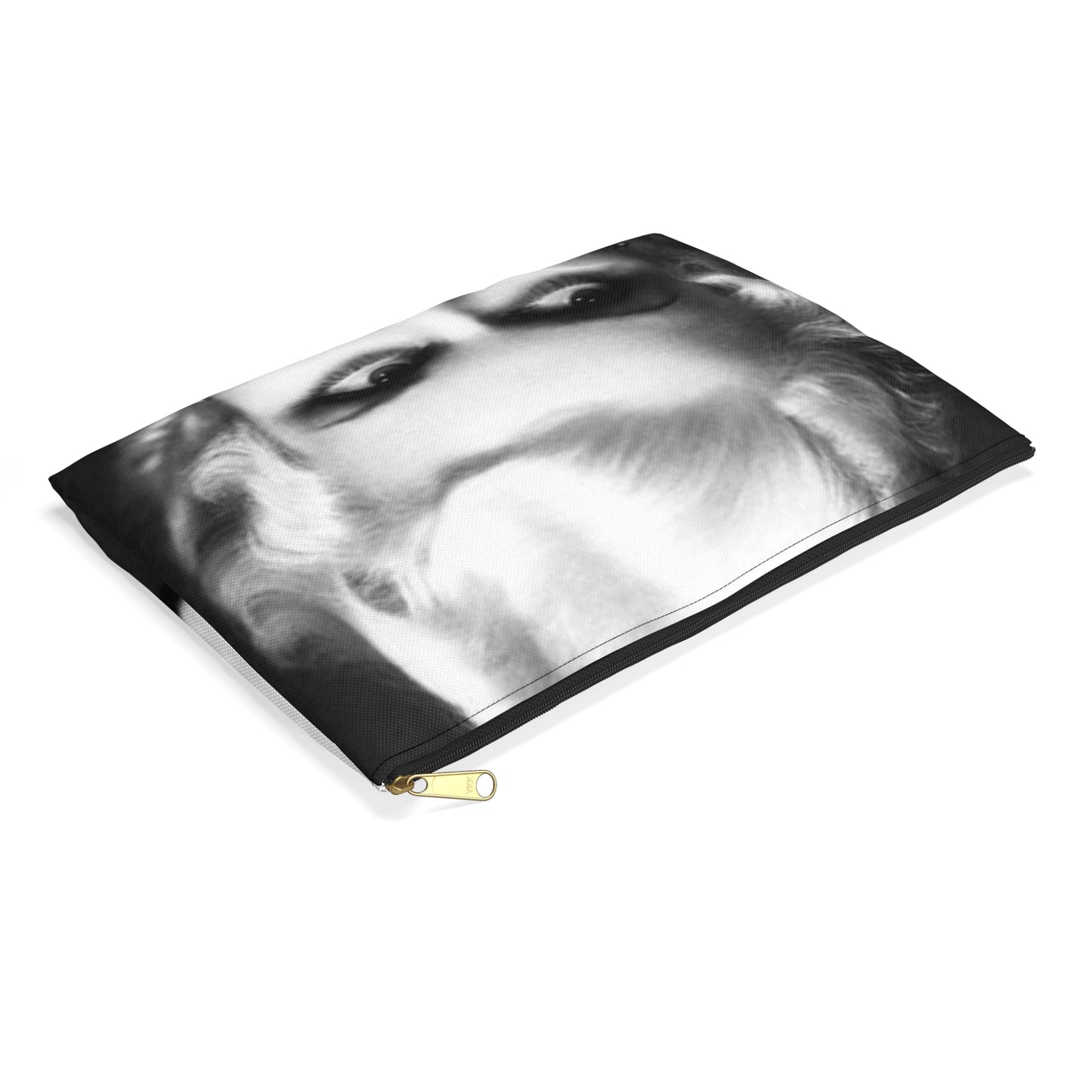 A black and white photo of a woman in a dress. Jean harlow actress film. Large Organizer Pouch with Black Zipper