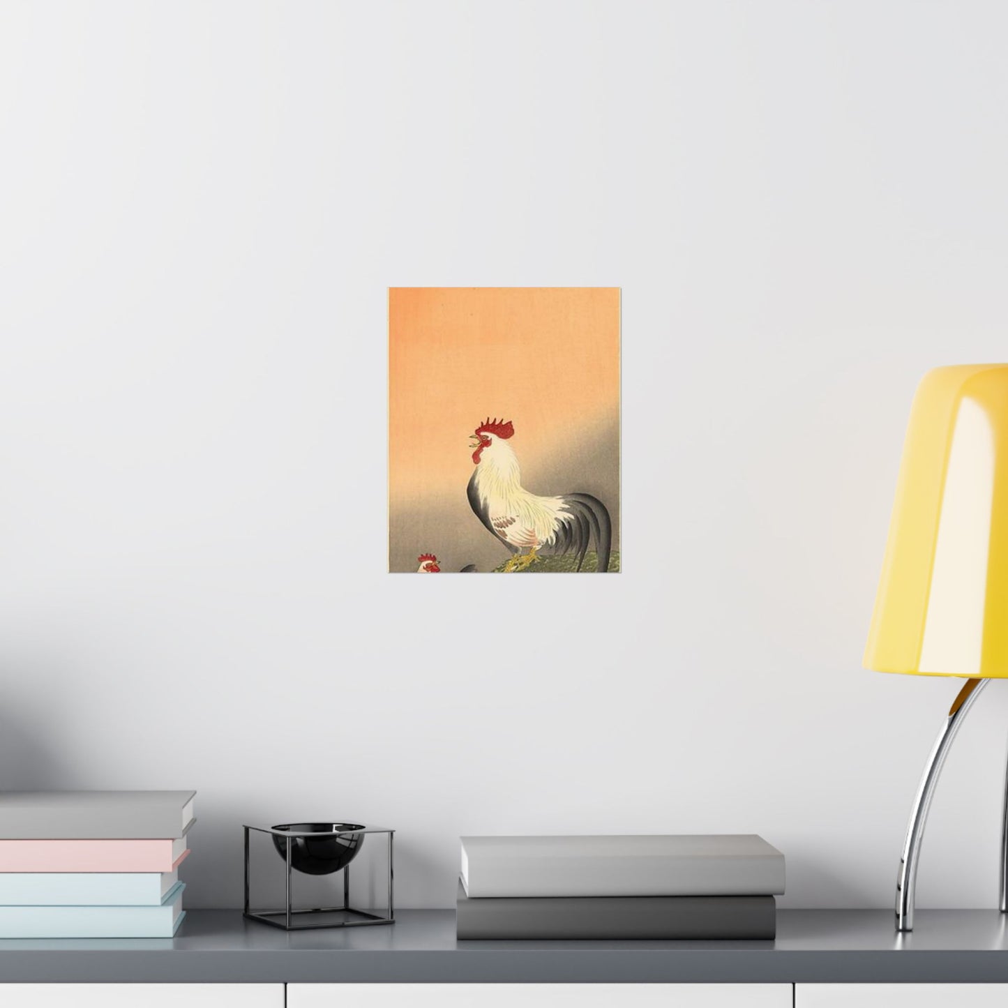 Koson - rooster-and-hen-at-sunrise, Ohara Koson High Quality Matte Wall Art Poster for Home, Office, Classroom