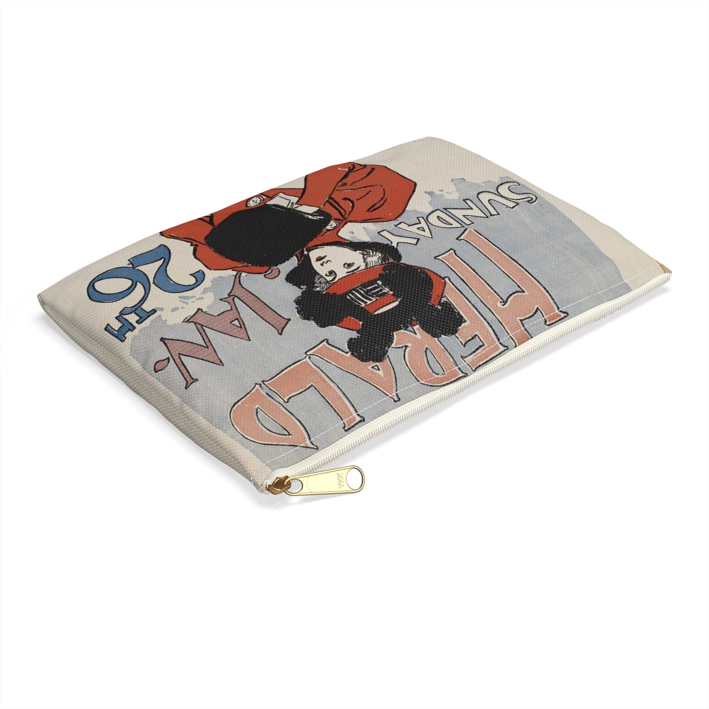 New York herald, Sunday Jan. 26th, 1896 Large Organizer Pouch with Black Zipper
