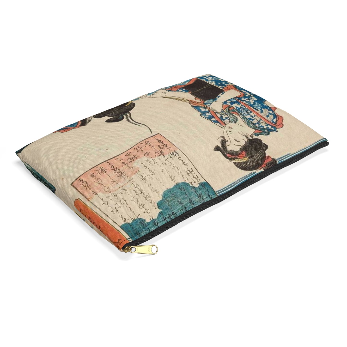 Utagawa Hiroshige I - Kobiety zajęte kokonami jedwabników; rycina z cyklu Kaiko (hodowla jedwabników) Large Organizer Pouch with Black Zipper