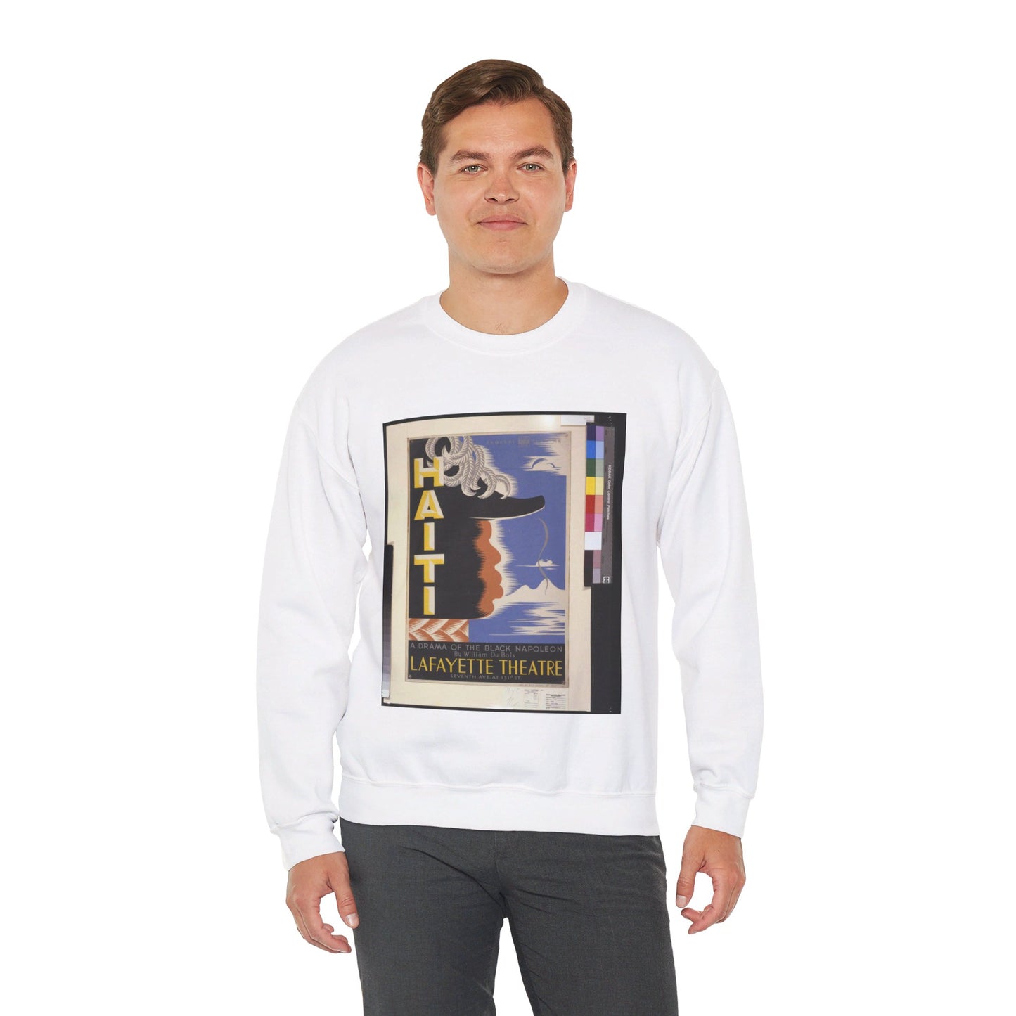 Haiti, a drama of the black Napoleon, by William Du Bois, Lafayette Theatre White Heavy Blend Adult Crew Neck SweatShirt