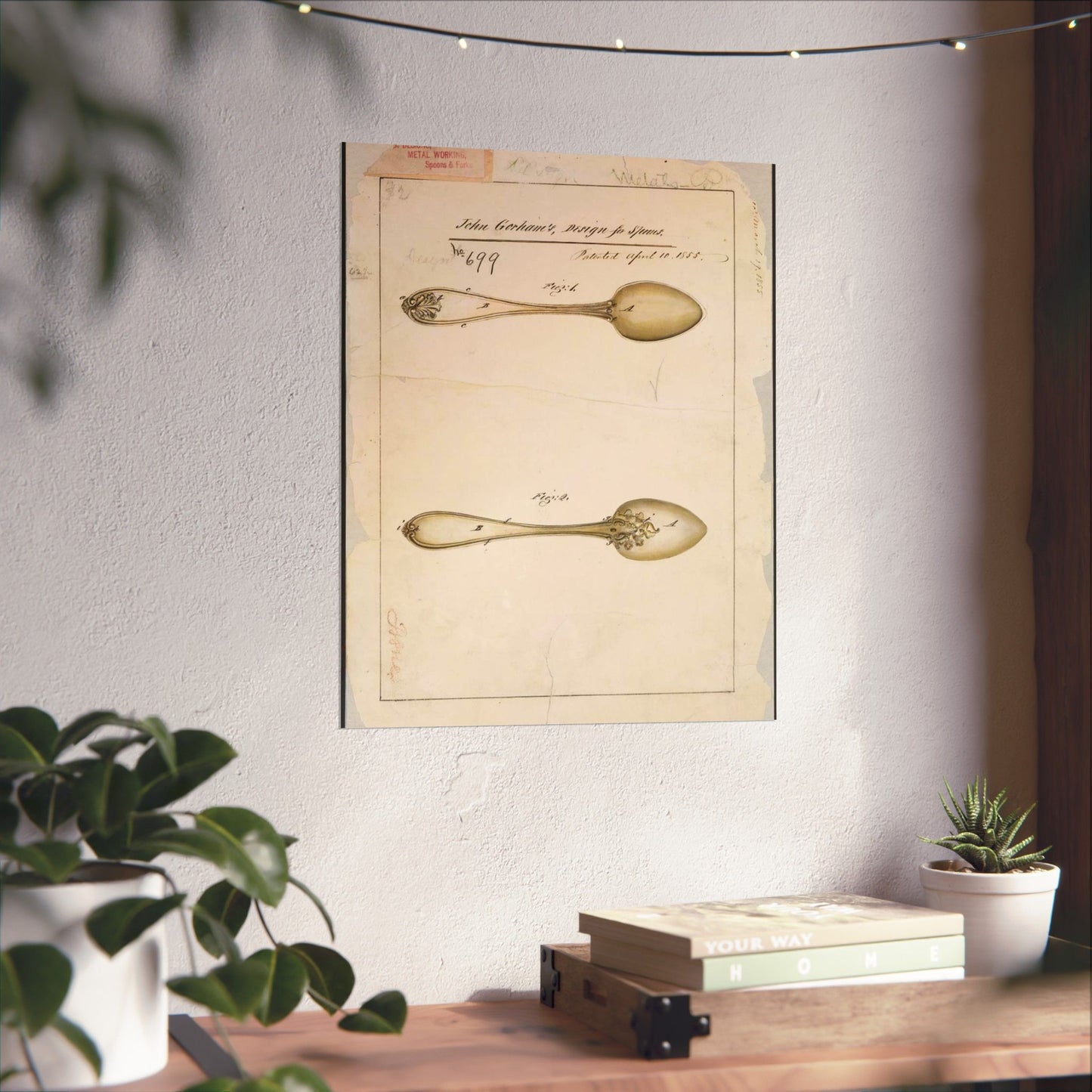 Patent drawing - Drawing of Design for Spoons Public domain  image High Quality Matte Wall Art Poster for Home, Office, Classroom