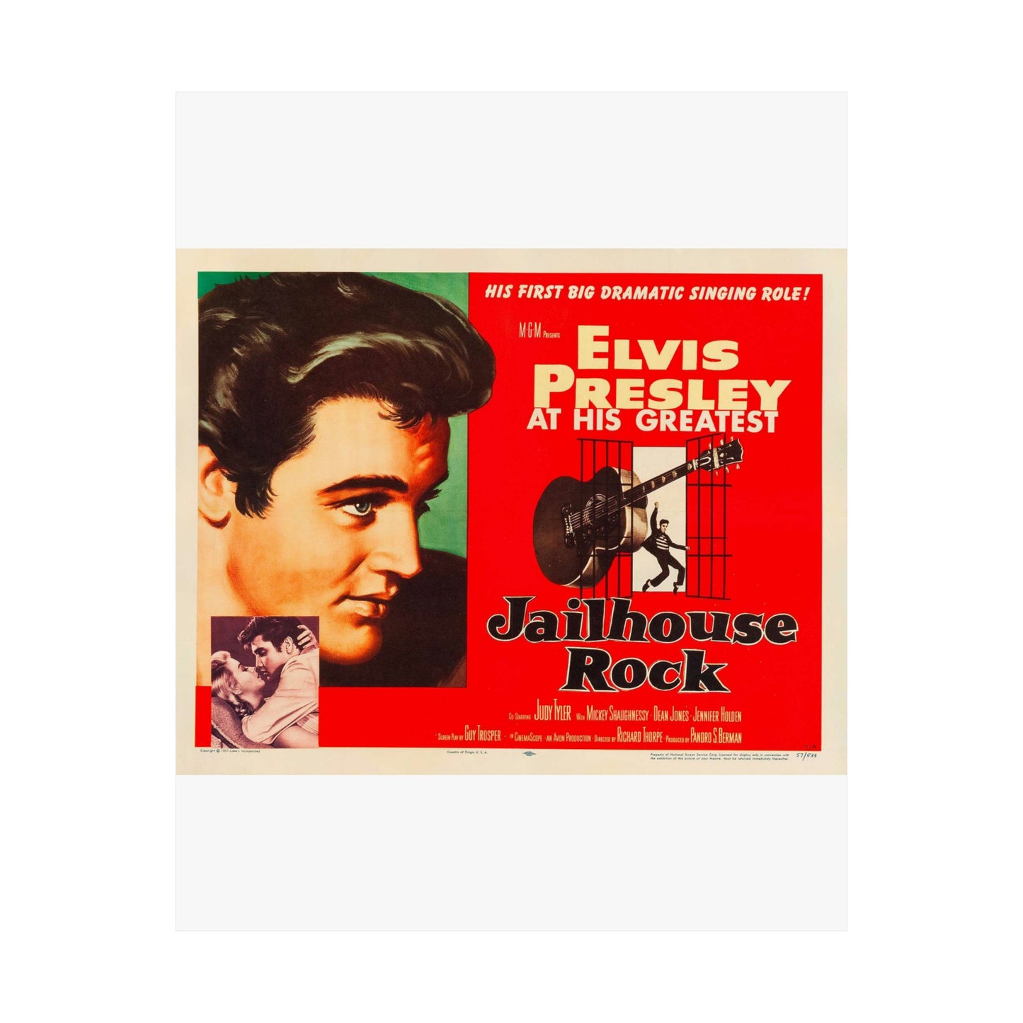 Jailhouse Rock (1957 poster - half-sheet) High Quality Matte Wall Art Poster for Home, Office, Classroom