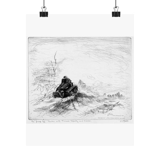 Artwork: "The 'Jump off' Tanks with Pioneer Infantry and Smoke". Artist: Lester Hornby, Bantheville, France 1918. Catalog Number: G.7.1.81 High Quality Matte Wall Art Poster for Home, Office, Classroom