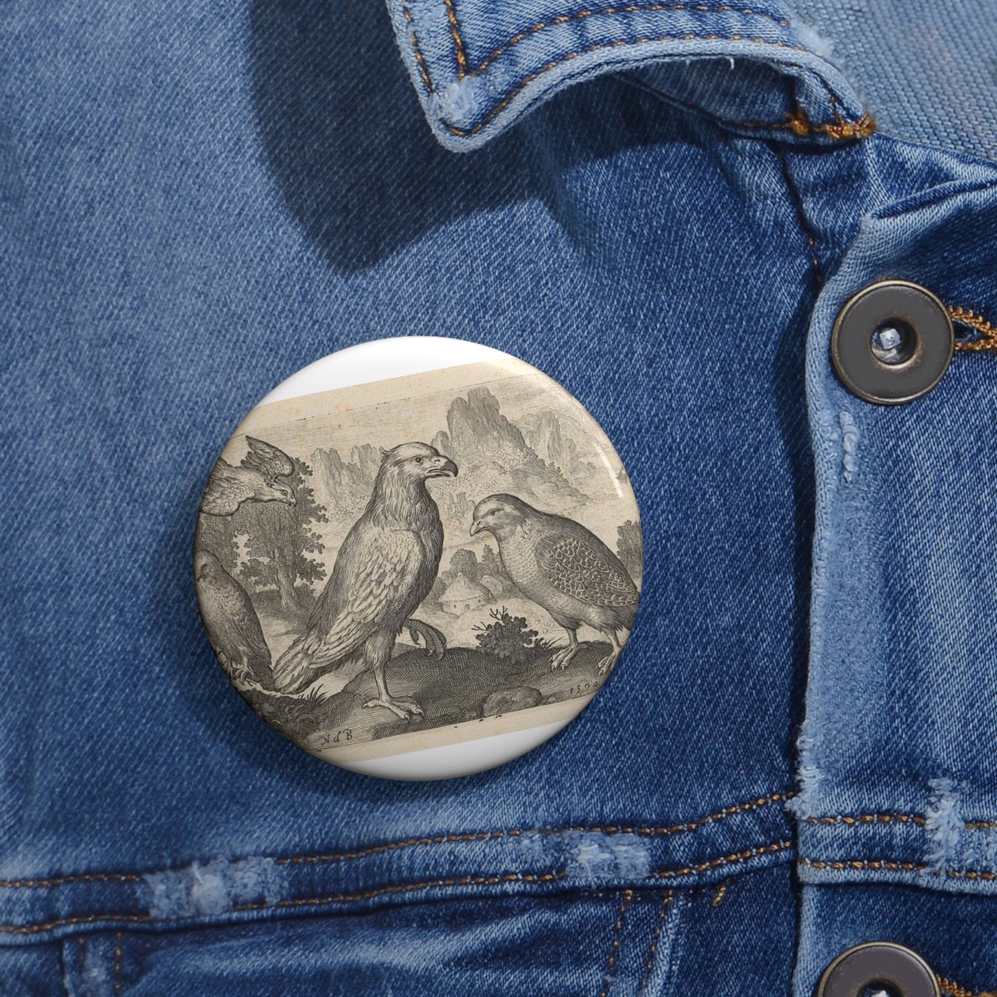 Abraham de Bruyn - Arend en andere roofvogels Pin Buttons with Crisp Design