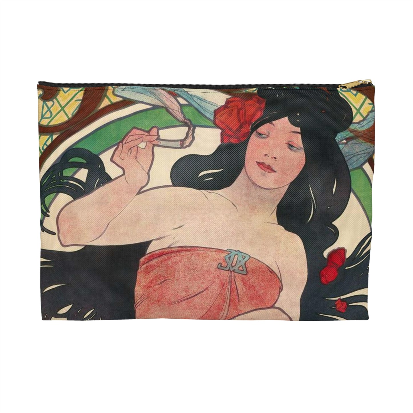 Alphonse Mucha - Job - Google Art Project Large Organizer Pouch with Black Zipper