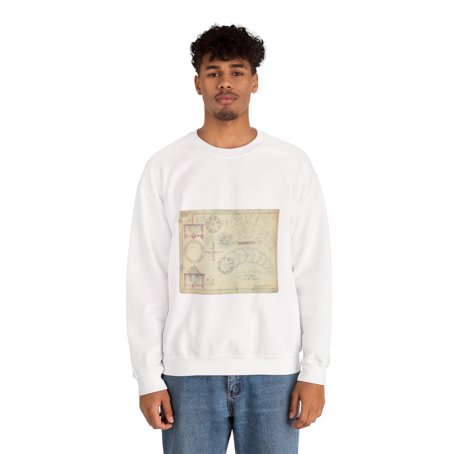 Patent drawing - Drawing of a Terrestrial Globe Public domain  image White Heavy Blend Adult Crew Neck SweatShirt
