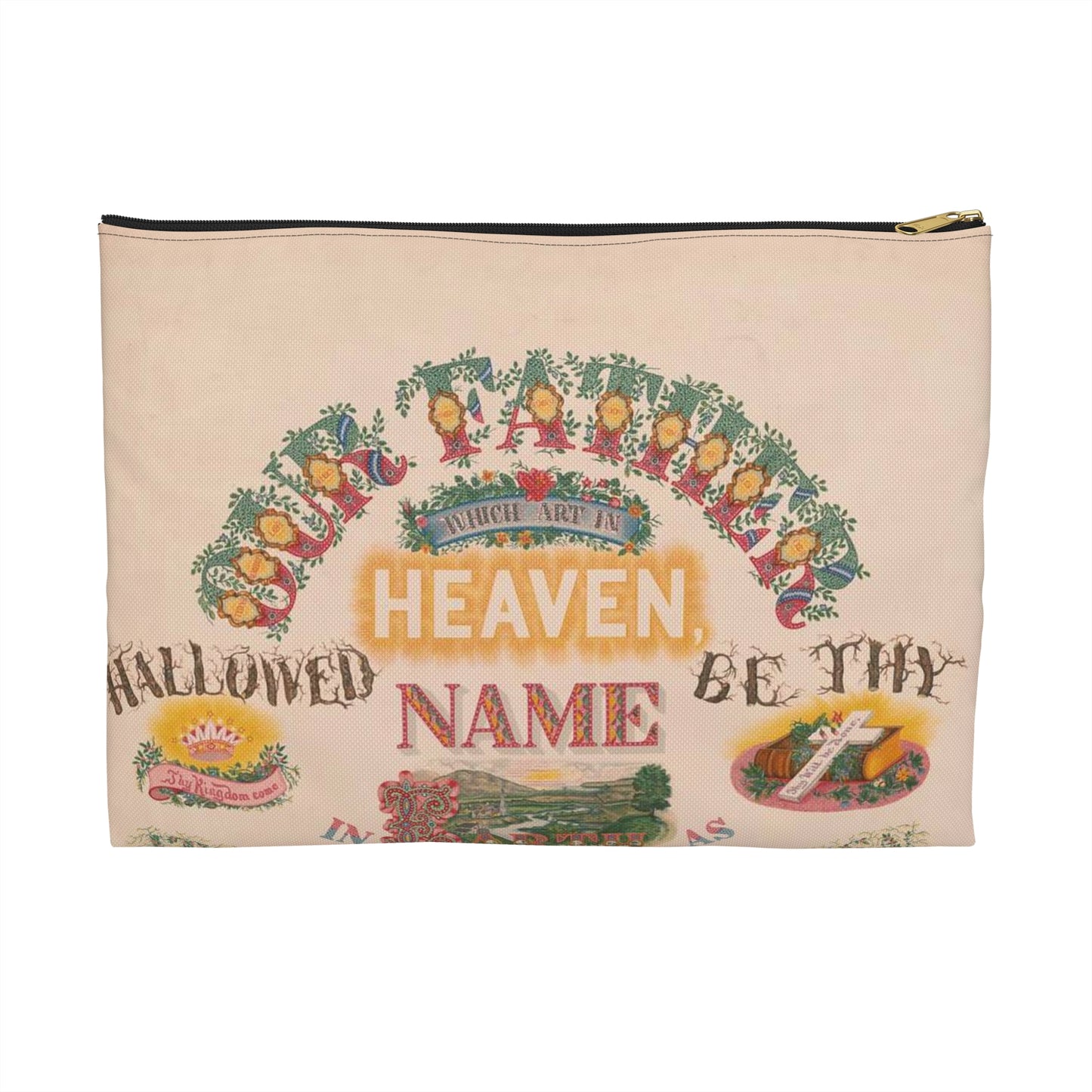 Our Father which art in Heaven - Public domain dedication image Large Organizer Pouch with Black Zipper