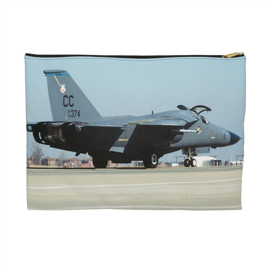 An F-111 from the 523rd Fighter Squadron, 27th Fighter Wing, Cannon Air Force Base, New Mexico taxis out to the runway Large Organizer Pouch with Black Zipper