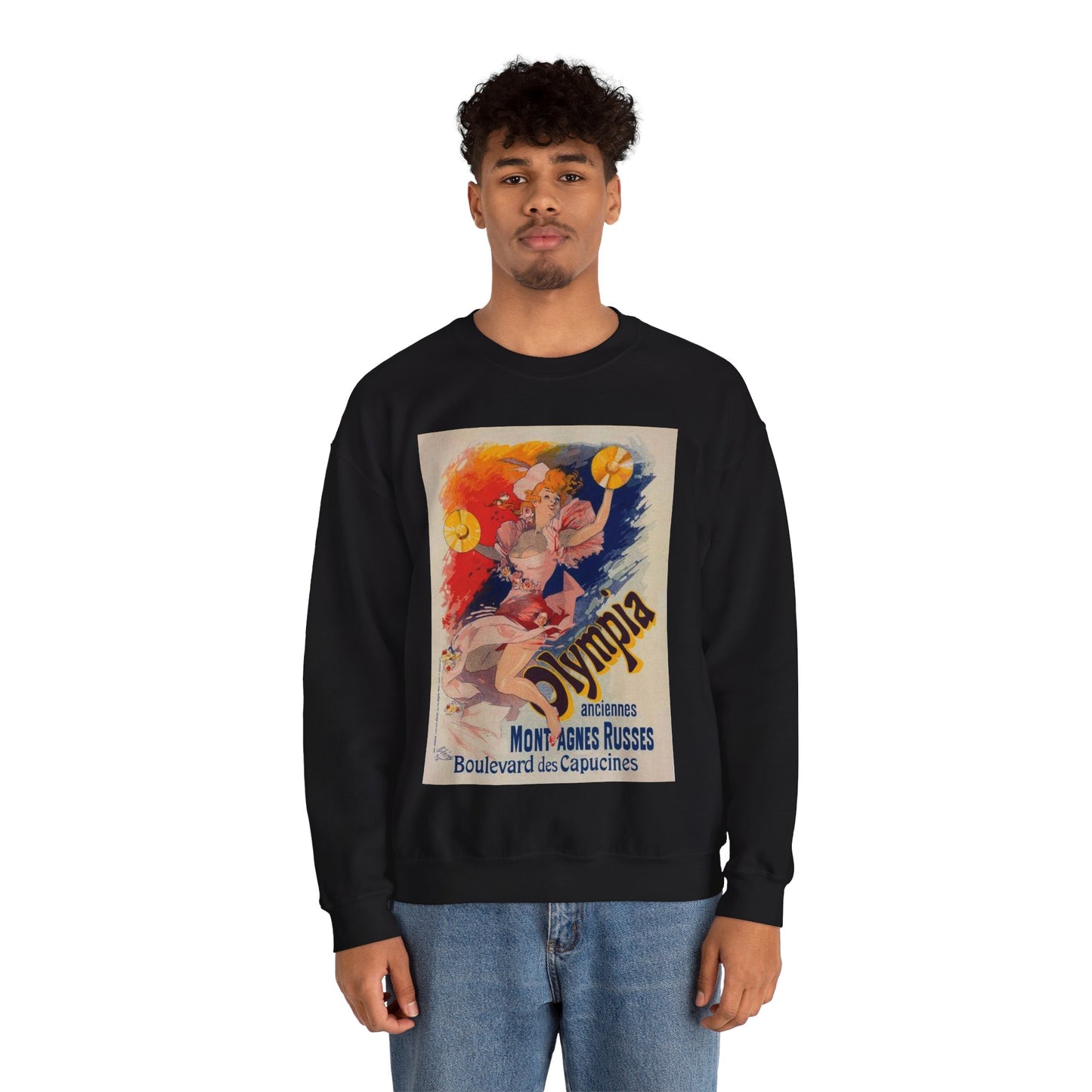 Affiche pour "Olympia". - Art nouveau public domain poster Black Heavy Blend Adult Crew Neck SweatShirt