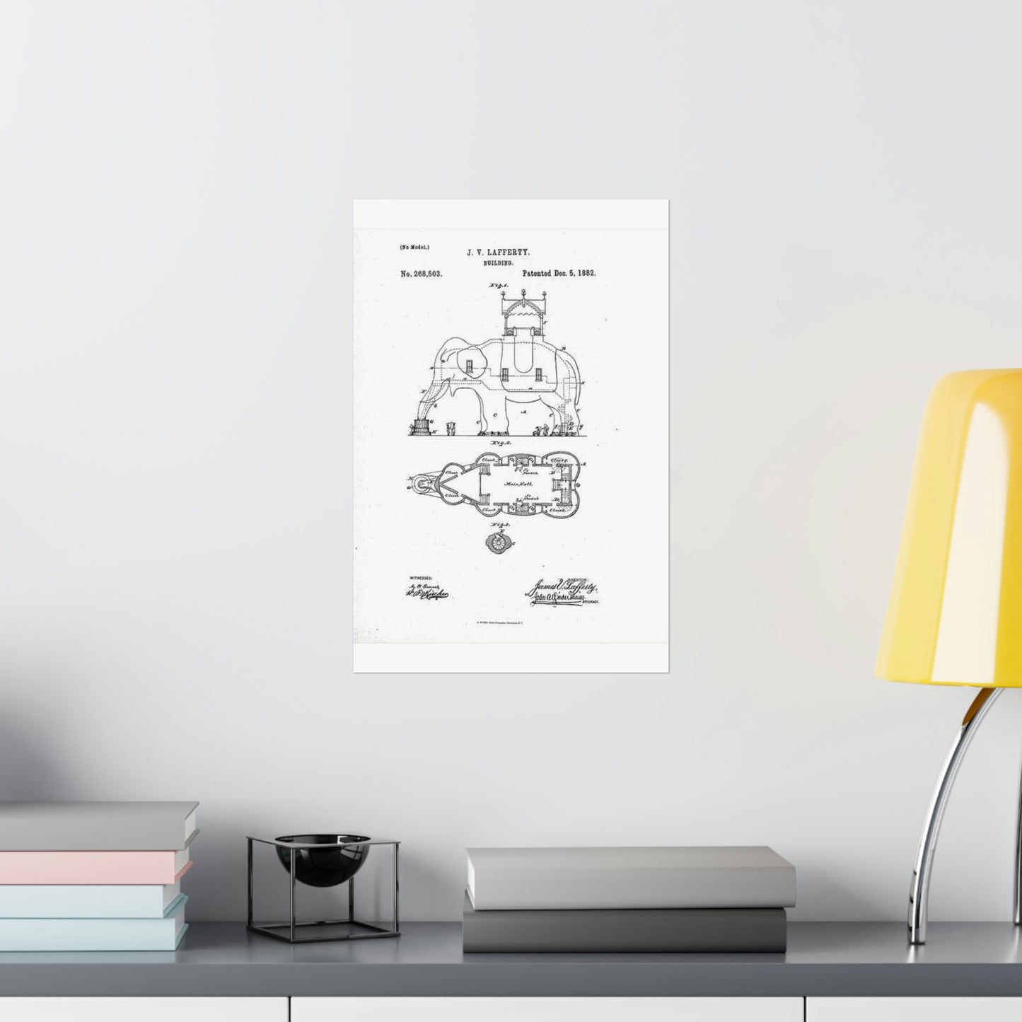 Patent Drawing of Engine - Lucy-USpatent268503 1882 Public domain  image High Quality Matte Wall Art Poster for Home, Office, Classroom