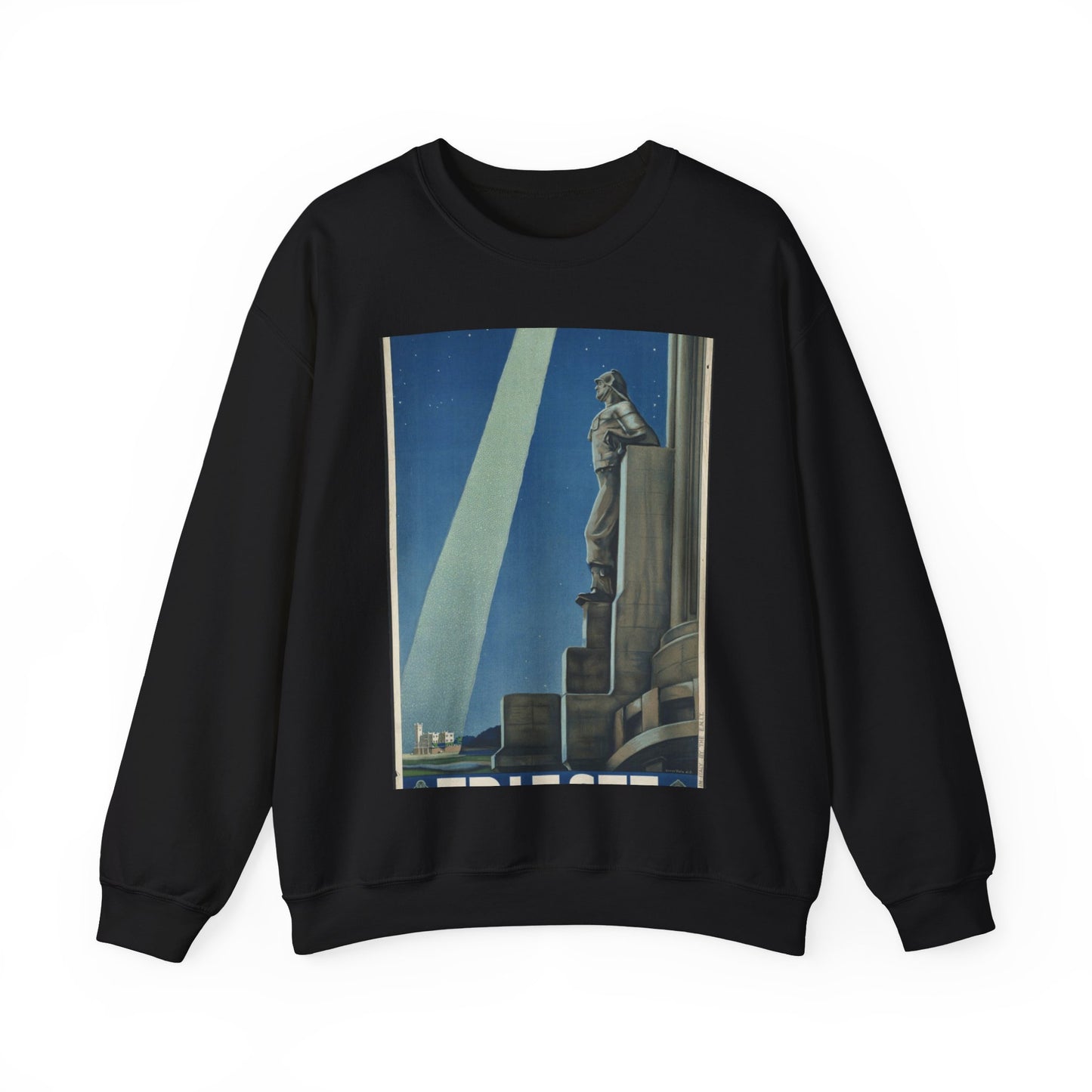 Trieste. Vintage Travel Posters, 1920s-1930s Black Heavy Blend Adult Crew Neck SweatShirt