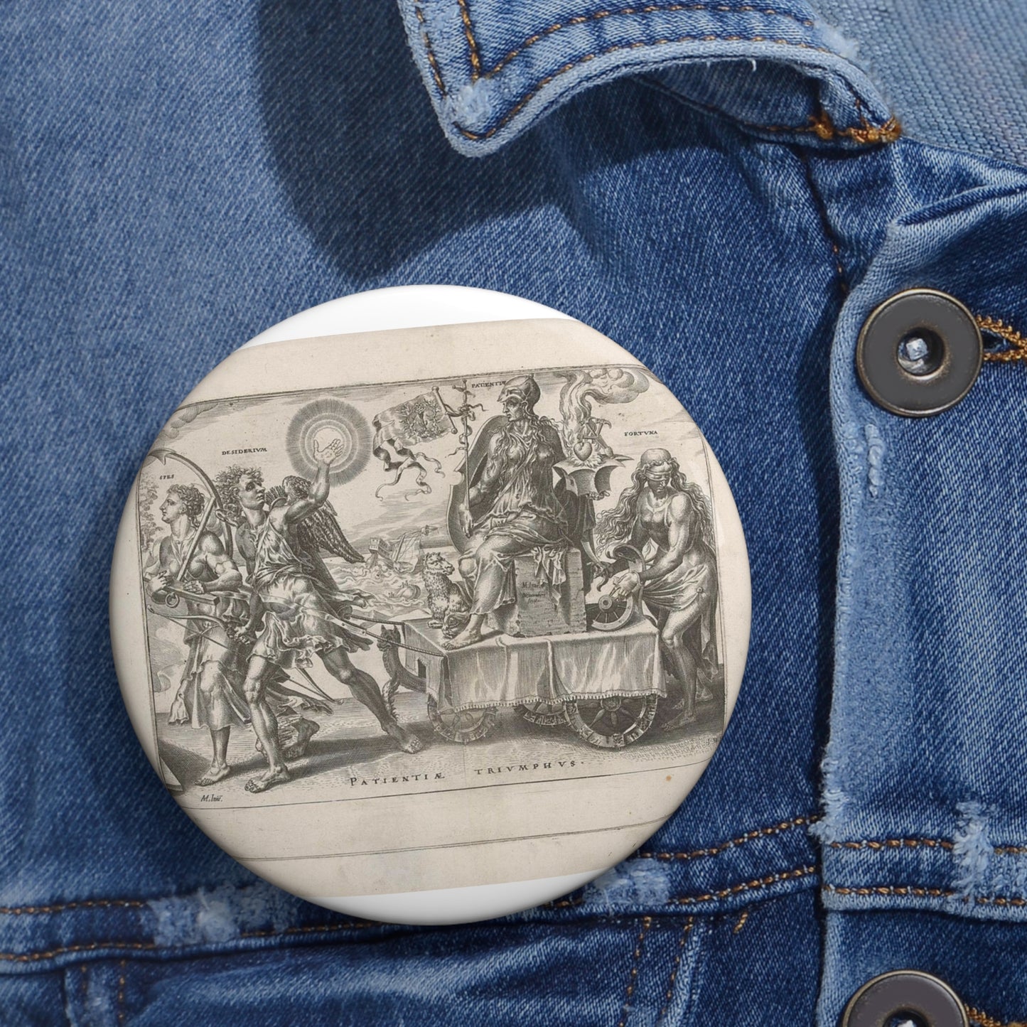 Dirck Volckertsz Coornhert - Triomf van de lijdzaamheid (Patientia) Pin Buttons with Crisp Design