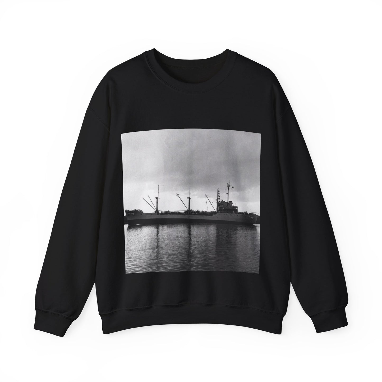 USS Merapi (AF-38) underway on 17 January 1958 (USN 1033595) - Unisex Heavy Blend™ Crewneck Sweatshirt