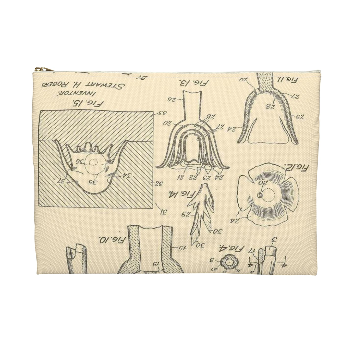 Patent Case File No. 2,054,605, Artificial Flower and Method of and Apparatus for Making the Same, Inventor- Stewart H. Rogers. - DPLA - ffbbbc6a0556e6406954e2be06fe50d6 (page 6) Large Organizer Pouch with Black Zipper