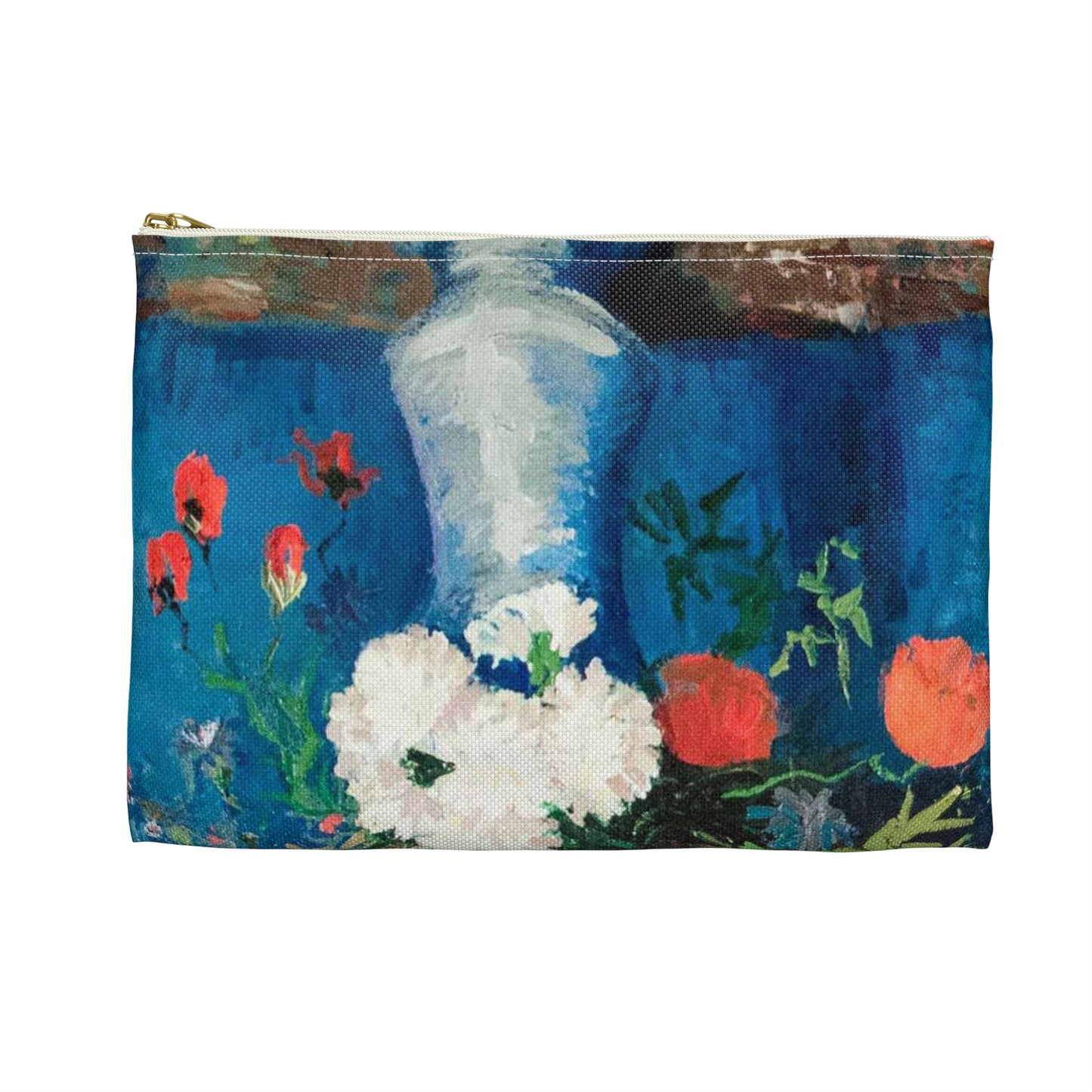 Still life of flowers by Vincent van Gogh - My Dream Large Organizer Pouch with Black Zipper