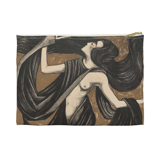 Danseres met draperieën - Drawing. Public domain image. Large Organizer Pouch with Black Zipper