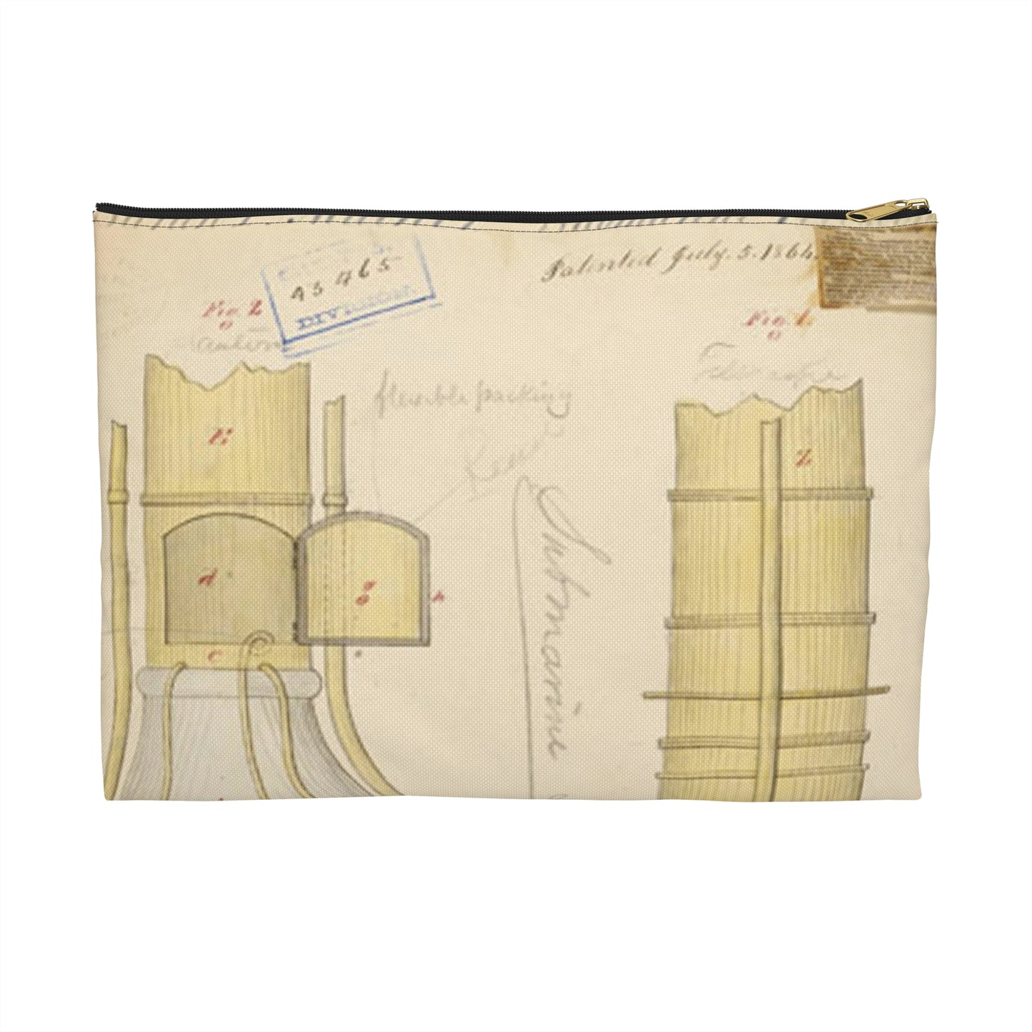 Patent drawing - Drawing of Submarine Telescope Public domain  image Large Organizer Pouch with Black Zipper