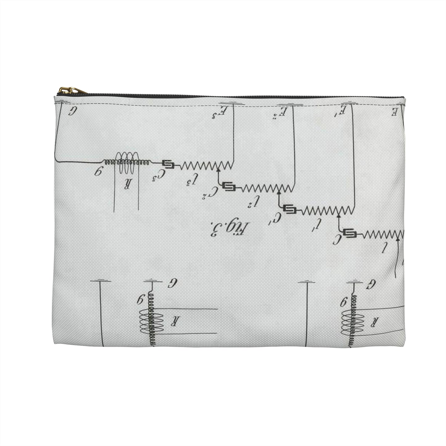 Patent drawing - for G. Marconi's Wireless Telegraphy Public domain  image Large Organizer Pouch with Black Zipper