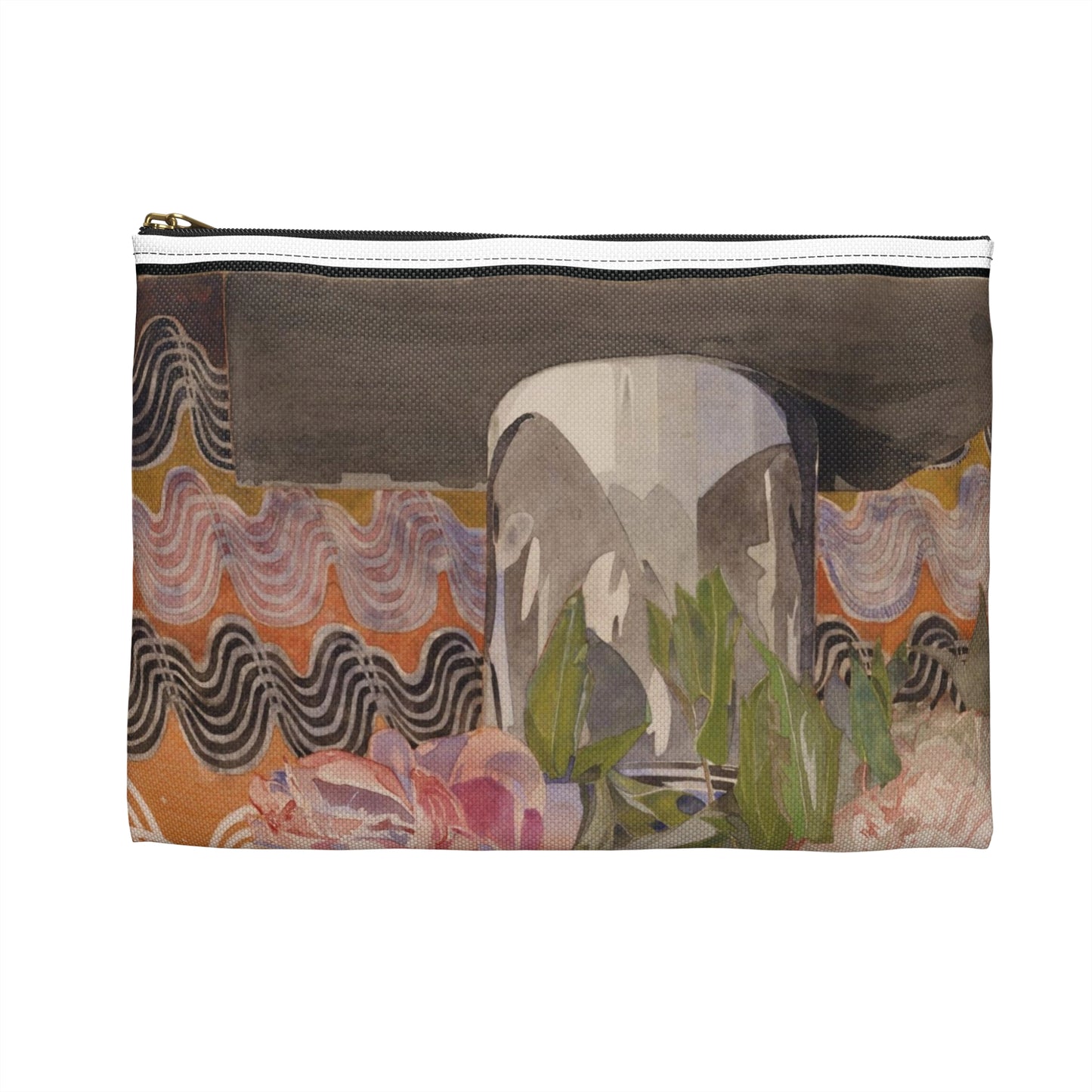 Peonies - Drawing. Public domain image. Large Organizer Pouch with Black Zipper