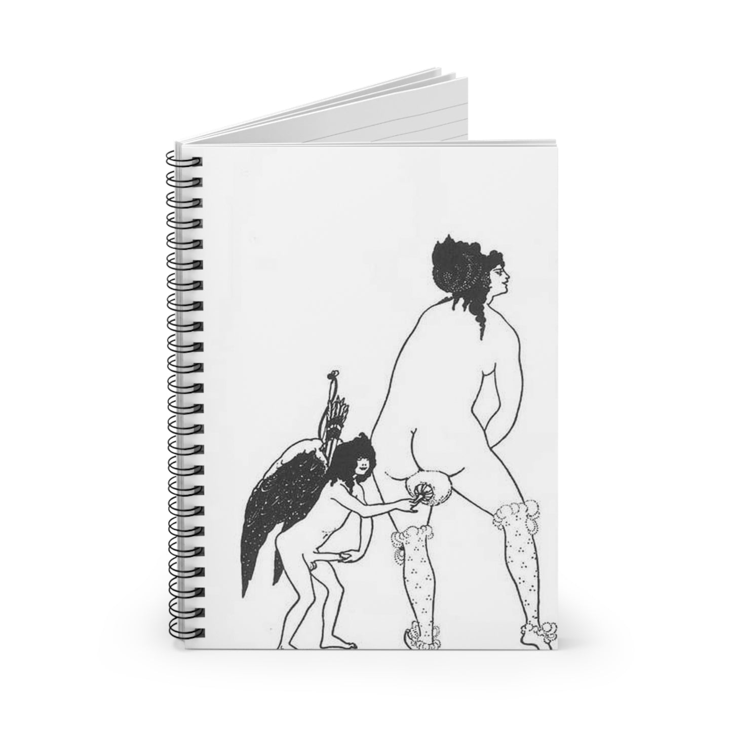 Beardsley Lampito - A drawing of a man and a woman holding hands Spiral Bound Ruled Notebook with Printed Cover