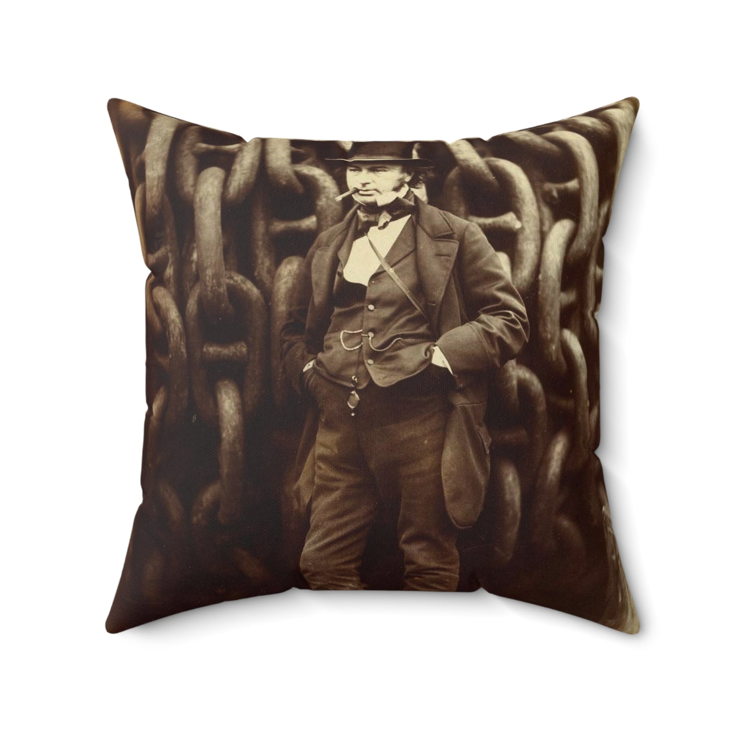 [Isambard Kingdom Brunel Standing Before the Launching Chains of the Great Eastern] Decorative Accent Square Pillow