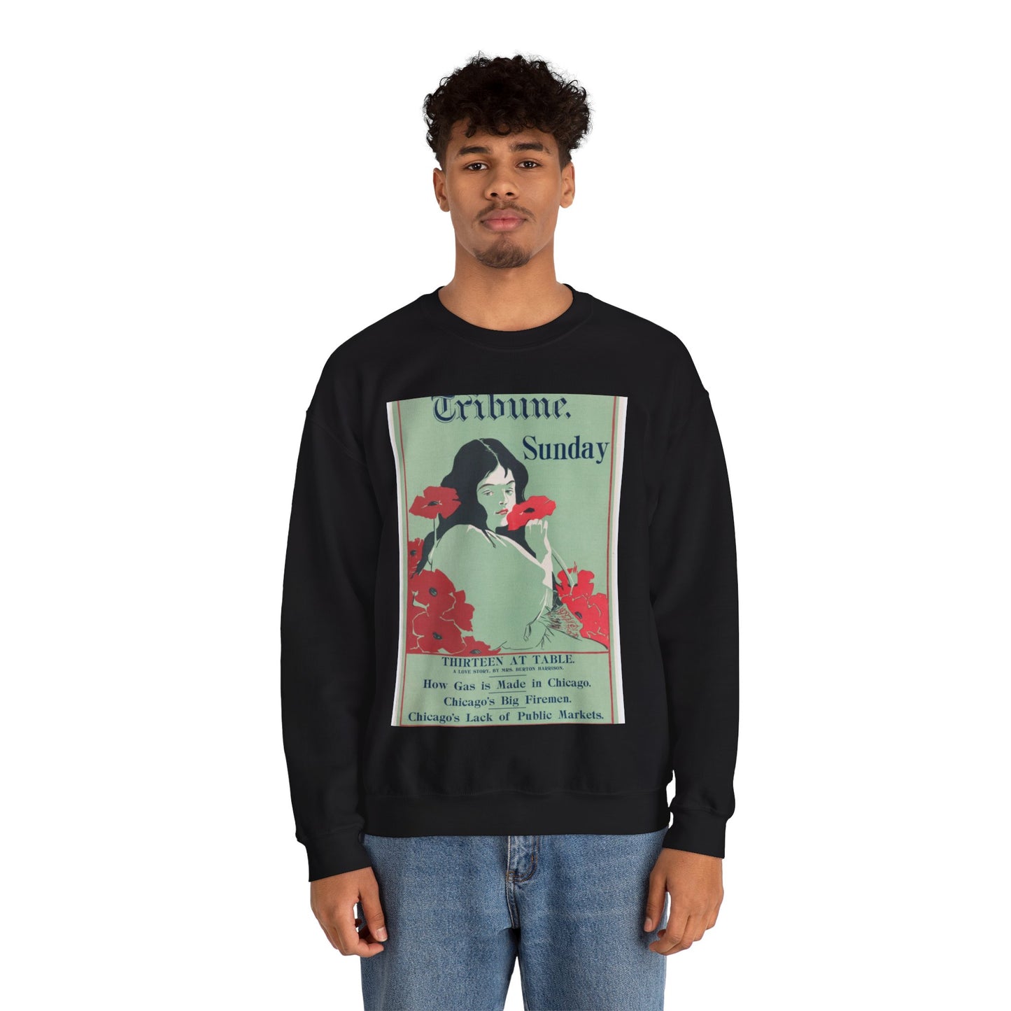 Poster - Tribune: Sunday, 19th century - Public domain lithograph Black Heavy Blend Adult Crew Neck SweatShirt