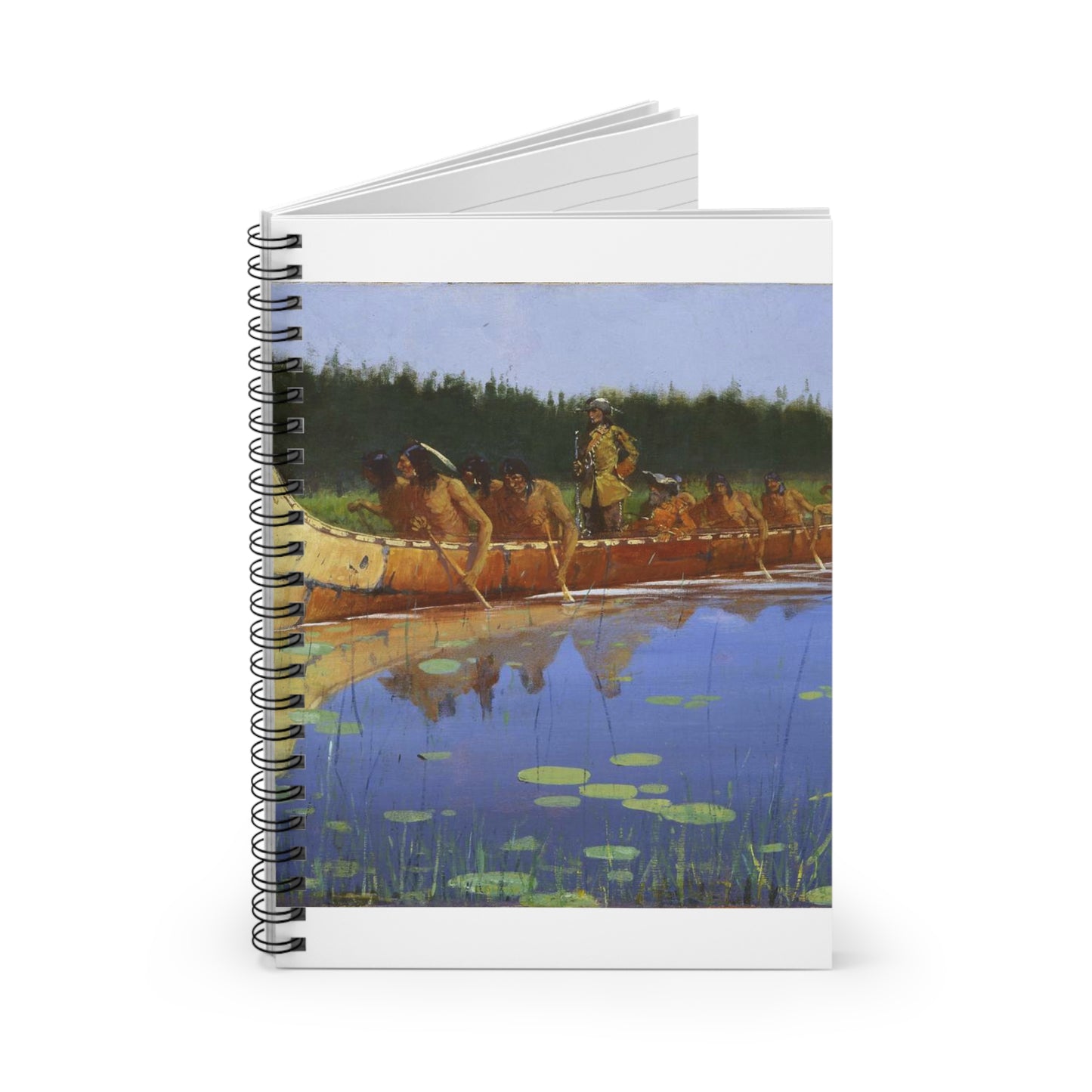 Frederic Remington - Radisson and Groseilliers Spiral Bound Ruled Notebook with Printed Cover