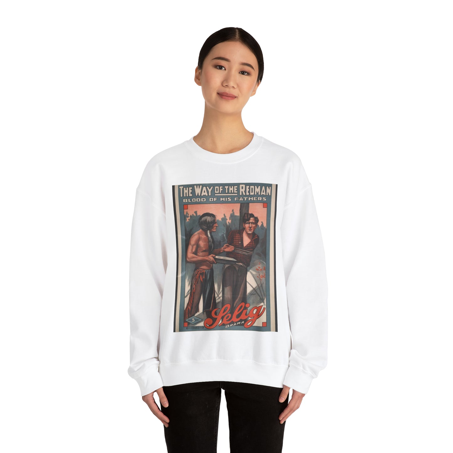 The way of the redman Blood of his fathers. White Heavy Blend Adult Crew Neck SweatShirt