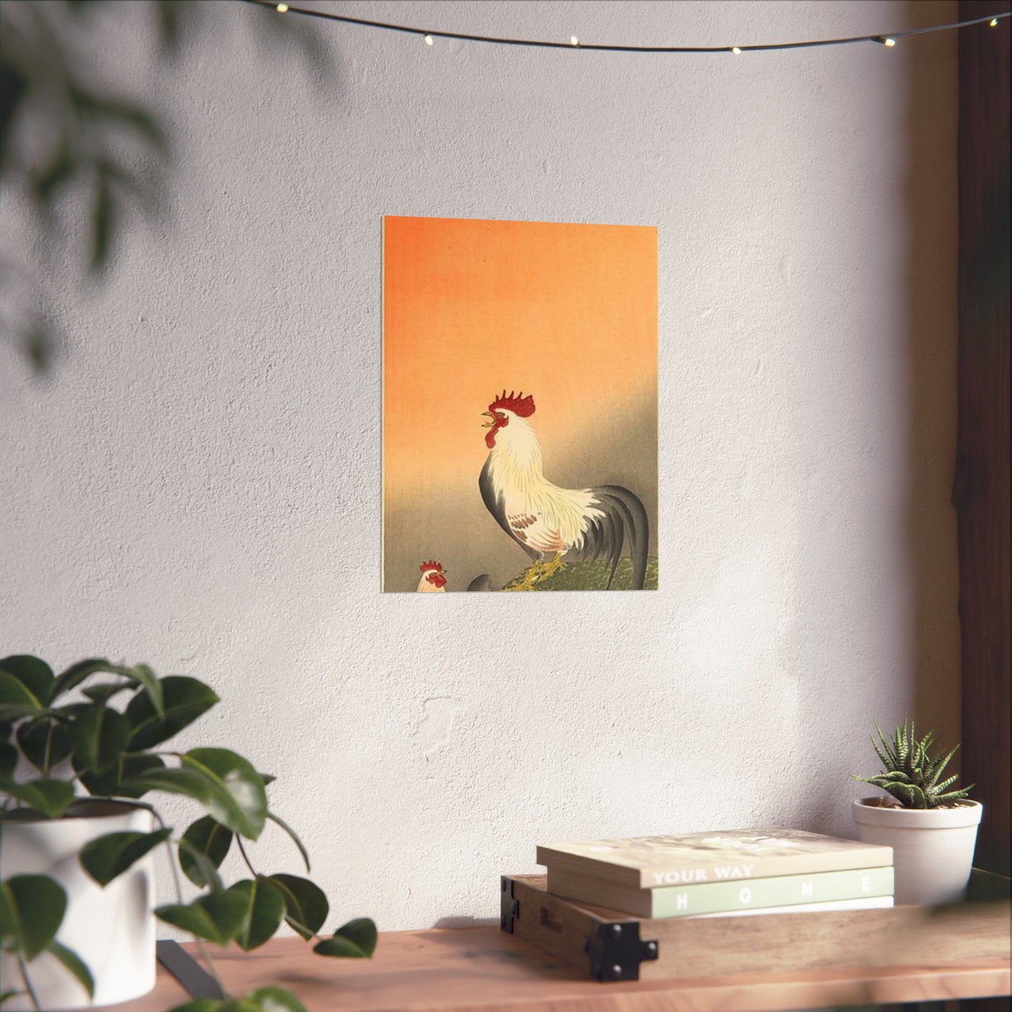 Koson - rooster-and-hen-at-sunrise, Ohara Koson High Quality Matte Wall Art Poster for Home, Office, Classroom