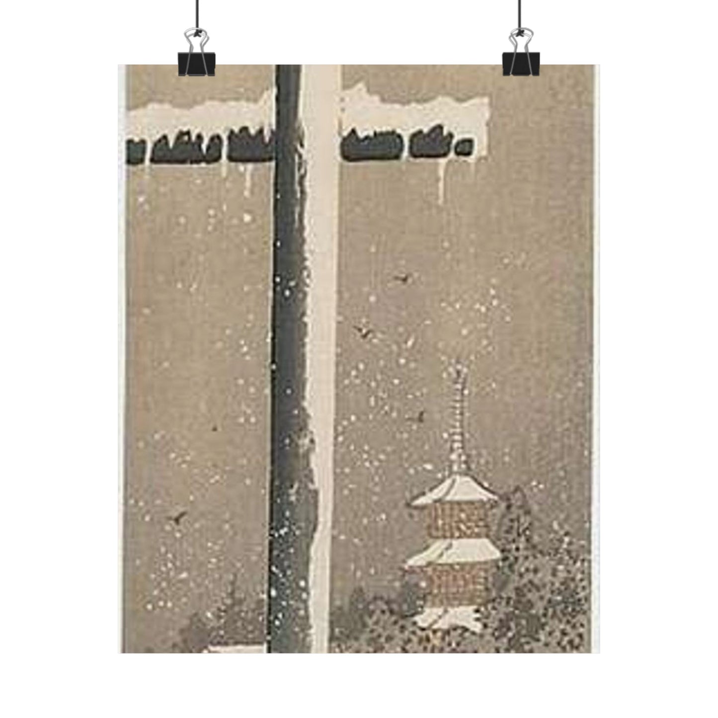 Koson - torii-and-crow-in-the-snow, Ohara Koson High Quality Matte Wall Art Poster for Home, Office, Classroom