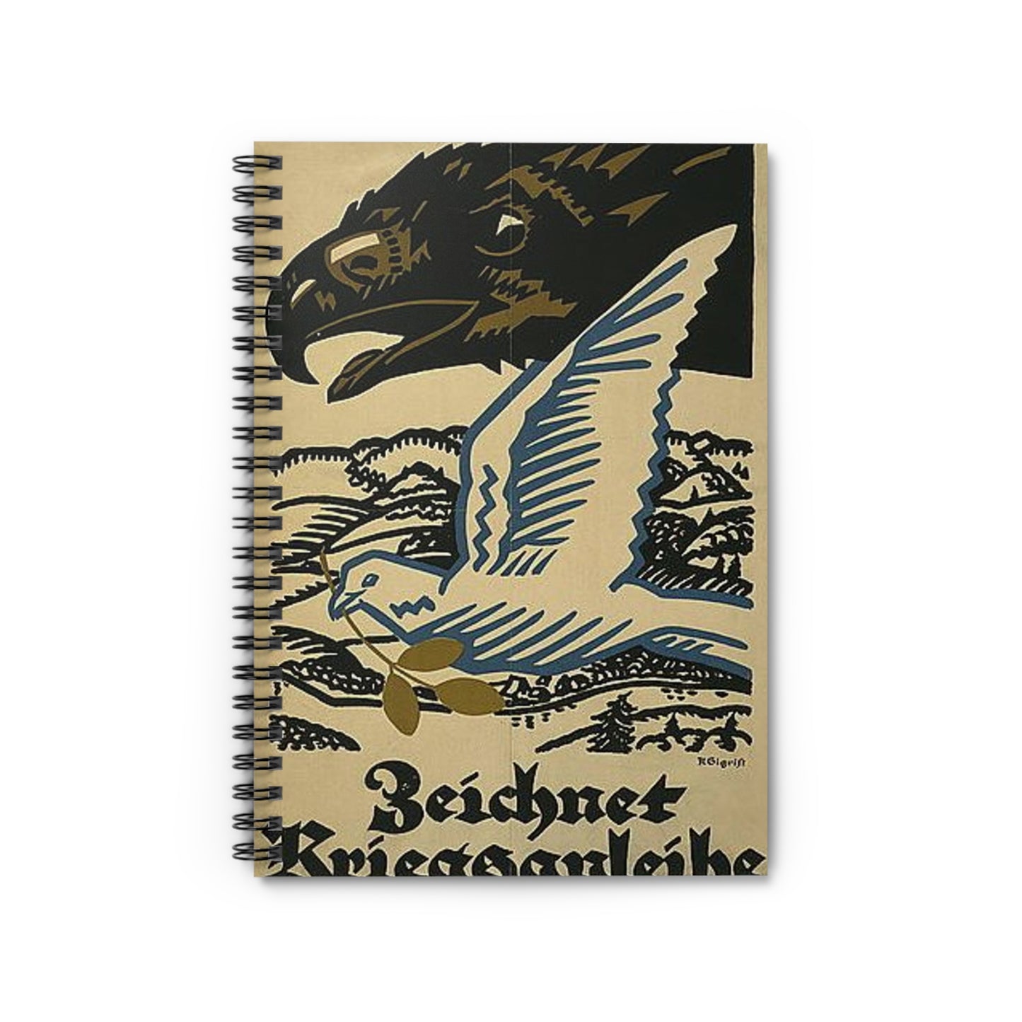 WWIposter12 - Art Deco public domain image Spiral Bound Ruled Notebook with Printed Cover