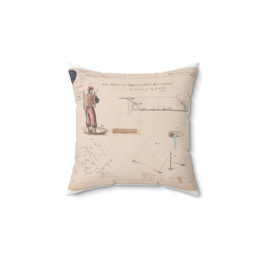 Patent drawing - Drawing of Improved Knapsack, Litter and Tent Combined Public domain  image Decorative Accent Square Pillow